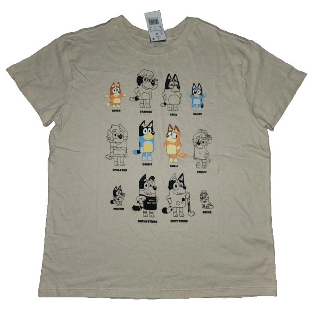NEW WOMENS BLUEY CAST GRAPHIC TEE T-SHIRT SIZE XL